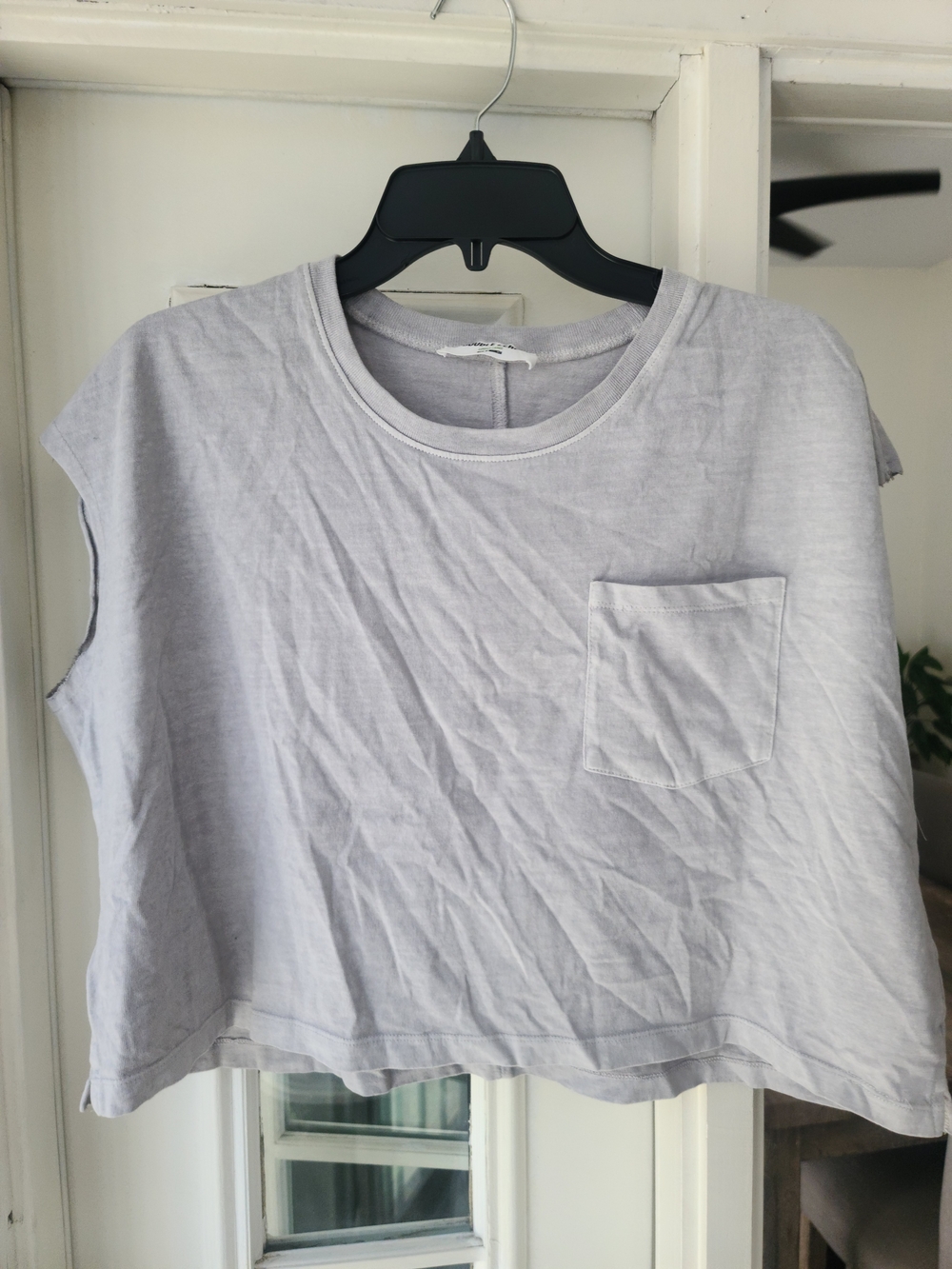 Double Zero Light Gray Cropped Pocket Tee